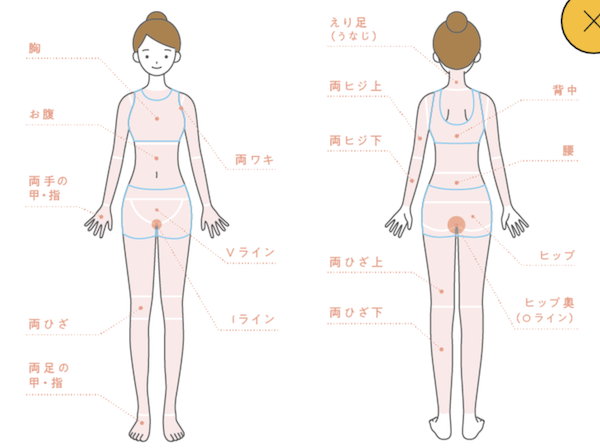 じぶんクリニック　脱毛範囲